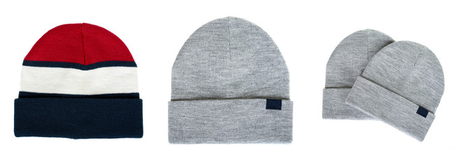 Cotton hat, headgear for cold seasons, set and collection.