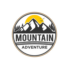 Outdoor mountain nature logo - adventure wildlife pine tree forest design