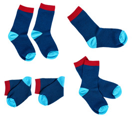 Kids cotton socks, set and collection. Isolated