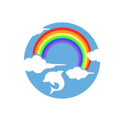 Dolphin and rainbow logo animal cartoon modern design