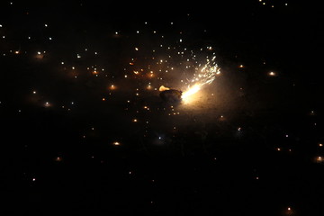 Closeup shot of ground chakra / sangu chakara on the day of deepavali celebration on the night