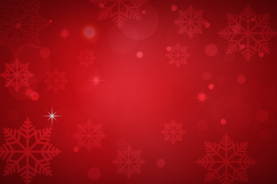 Red Christmas background with Snowflakes and snowfall on happy new year