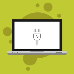 Laptop with Power plug icon. flat illustration of Power plug vector icon for web