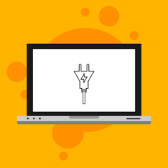 Laptop with Power plug icon. flat illustration of Power plug vector icon for web