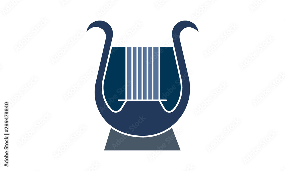 Poster harp icon for stringed instruments and classical music