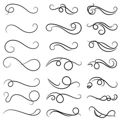set of borders and swirl dividers decorative elements isolated on white for design