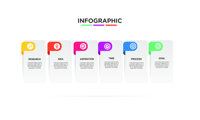 Vector Infographic stack chart design with icons and 6 options or steps. Infographics for business concept. Can be used for presentations banner, workflow layout, process diagram, flow chart,
