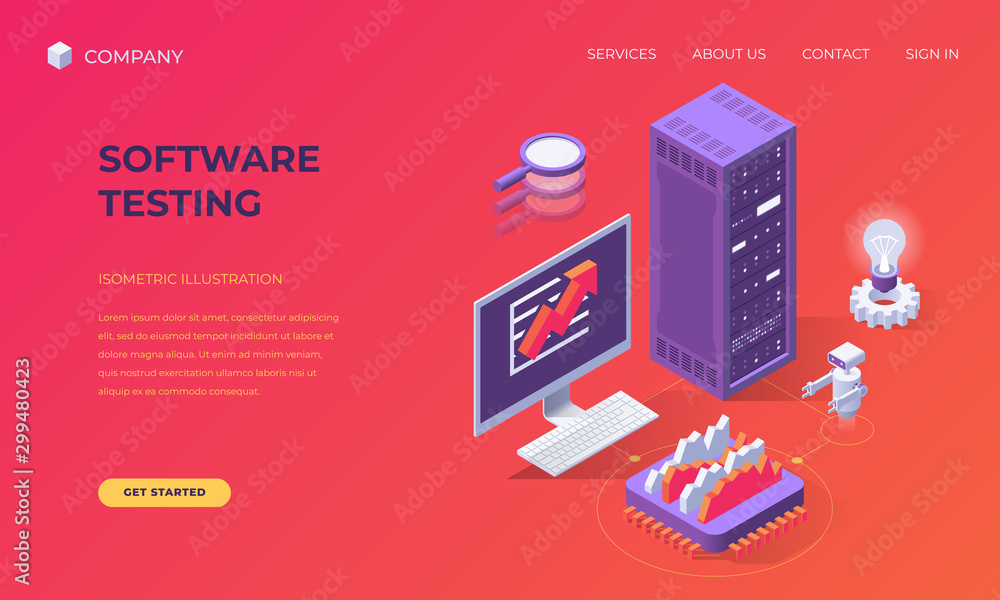 Poster landing page for software testing
