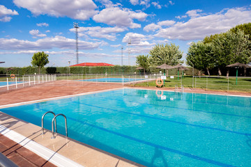 Clean water in a blue pool