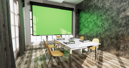 Loft style Office business - beautiful boardroom meeting room and conference table, modern style. 3D rendering