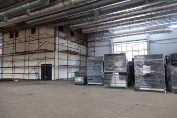 building materials stacked on the construction site