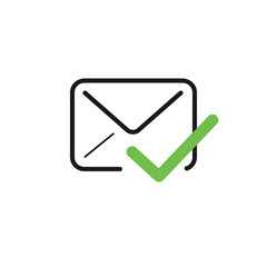 Email envelope with a check mark symbol. Stock Vector illustration isolated on white background.