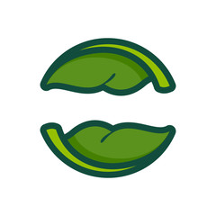 Eco flat circle logo formed by twisted green leaves.