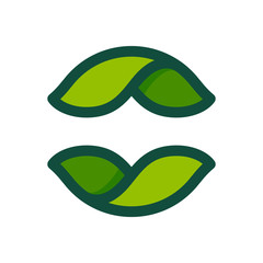 Eco flat circle logo formed by twisted green leaves.