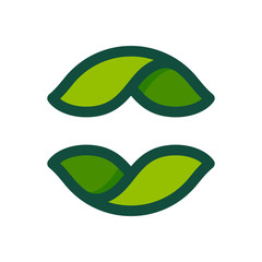 Eco flat circle logo formed by twisted green leaves.
