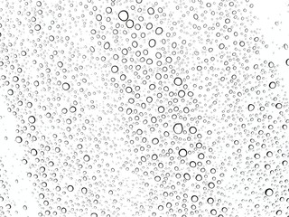 Abstract of water droplets on the glass with white background.