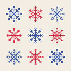 Collection of hand drawn snowflake icons. Vector