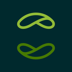 Obraz premium Eco line circle logo formed by twisted green leaves.