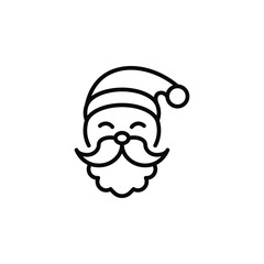 Santa line thin icon on white background. Vector illustration on white background.