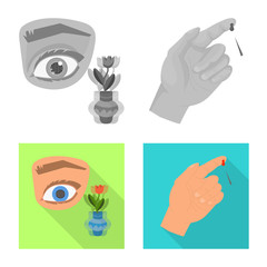 Vector illustration of diet and treatment symbol. Collection of diet and medicine vector icon for stock.