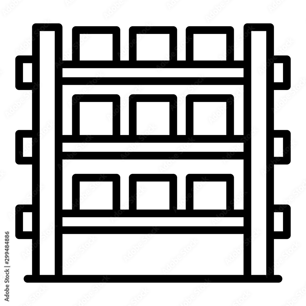 Poster boxes rack icon. outline boxes rack vector icon for web design isolated on white background