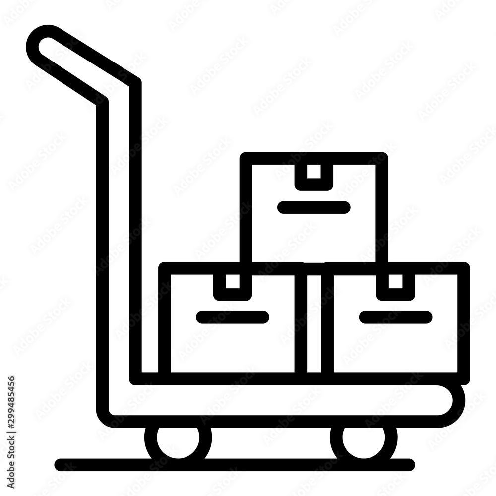 Poster parcel cart icon. outline parcel cart vector icon for web design isolated on white background