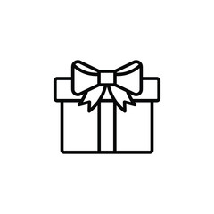 Gift present line thine icon on white background. Vector illustration eps10.