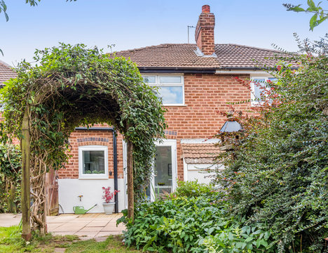 Back Garden Of Suburban Semi Detached House England Uk