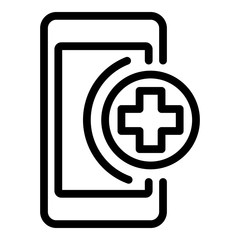 Fototapeta premium First help smartphone icon. Outline first help smartphone vector icon for web design isolated on white background