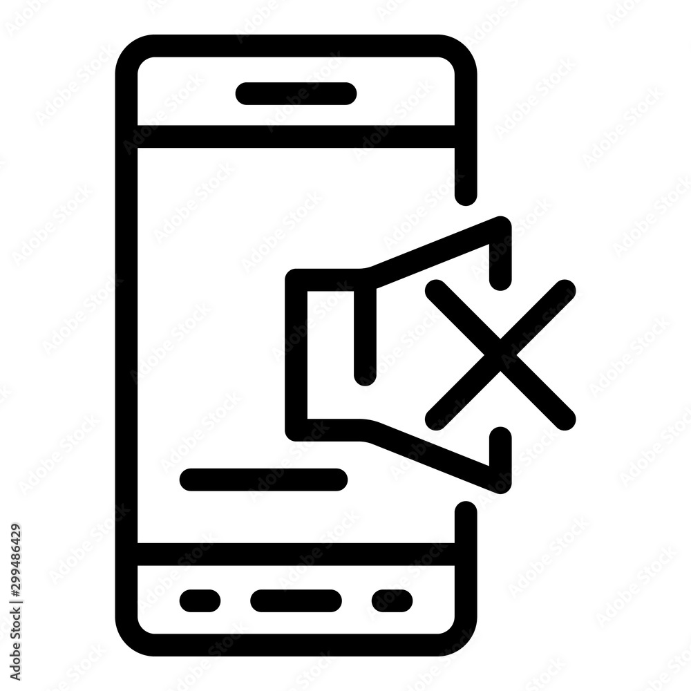 Poster no sound smartphone icon. outline no sound smartphone vector icon for web design isolated on white b