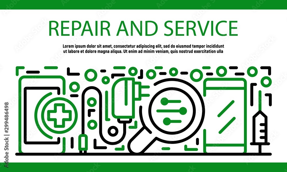 Canvas Prints Repair and service smartphone banner. Outline illustration of repair and service smartphone vector banner for web design - Canvas Prints