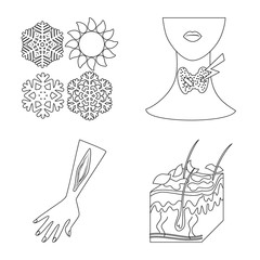 Isolated object of disease and healthcare icon. Collection of disease and pain stock vector illustration.