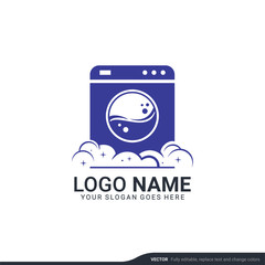 Modern laundry services logo design. Editable logo design