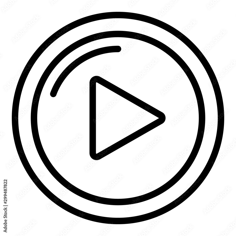 Poster movie play button icon. outline movie play button vector icon for web design isolated on white backg
