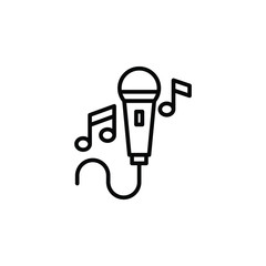 Karaoke microphone line thin icon on white background. Vector illustration eps10.