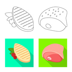 Vector illustration of product and poultry icon. Set of product and agriculture vector icon for stock.