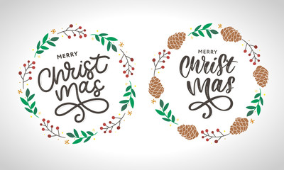 Merry Christmas gold glittering lettering design. Vector illustration EPS 10