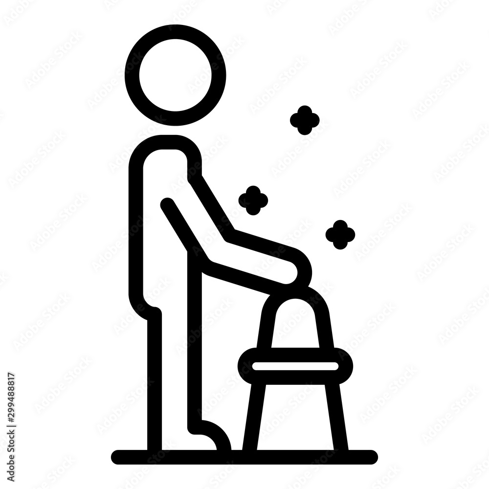 Poster man use walker icon. outline man use walker vector icon for web design isolated on white background