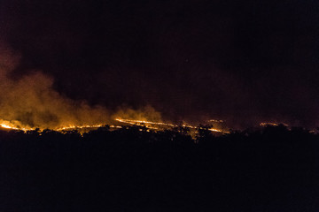 Fototapeta na wymiar australian bushfire of a forrest at Night in the nothern territory