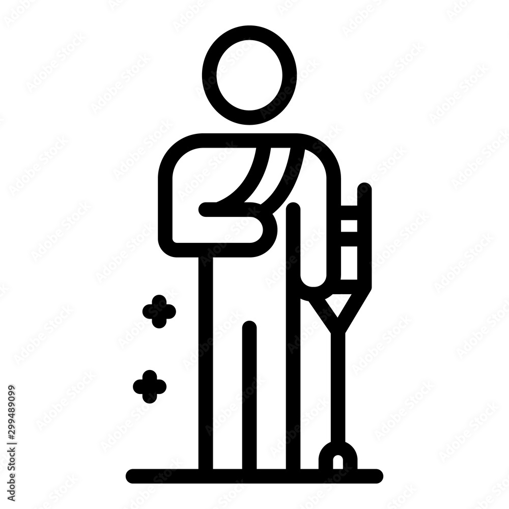 Poster man with crutches icon. outline man with crutches vector icon for web design isolated on white backg
