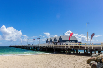 Famous wooden Busselton jetty in Western Australia on a sunny day, Busselton, Western Australia