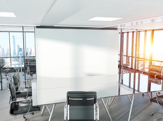 Conference room in modern office Mockup 3D rendering