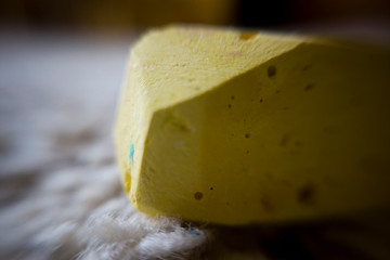 yellow chalk macro shot interesting details