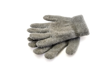 gray gloves isolated on white background