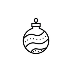 Christmas tree toy line thin icon on white background. Vector illustration eps10.
