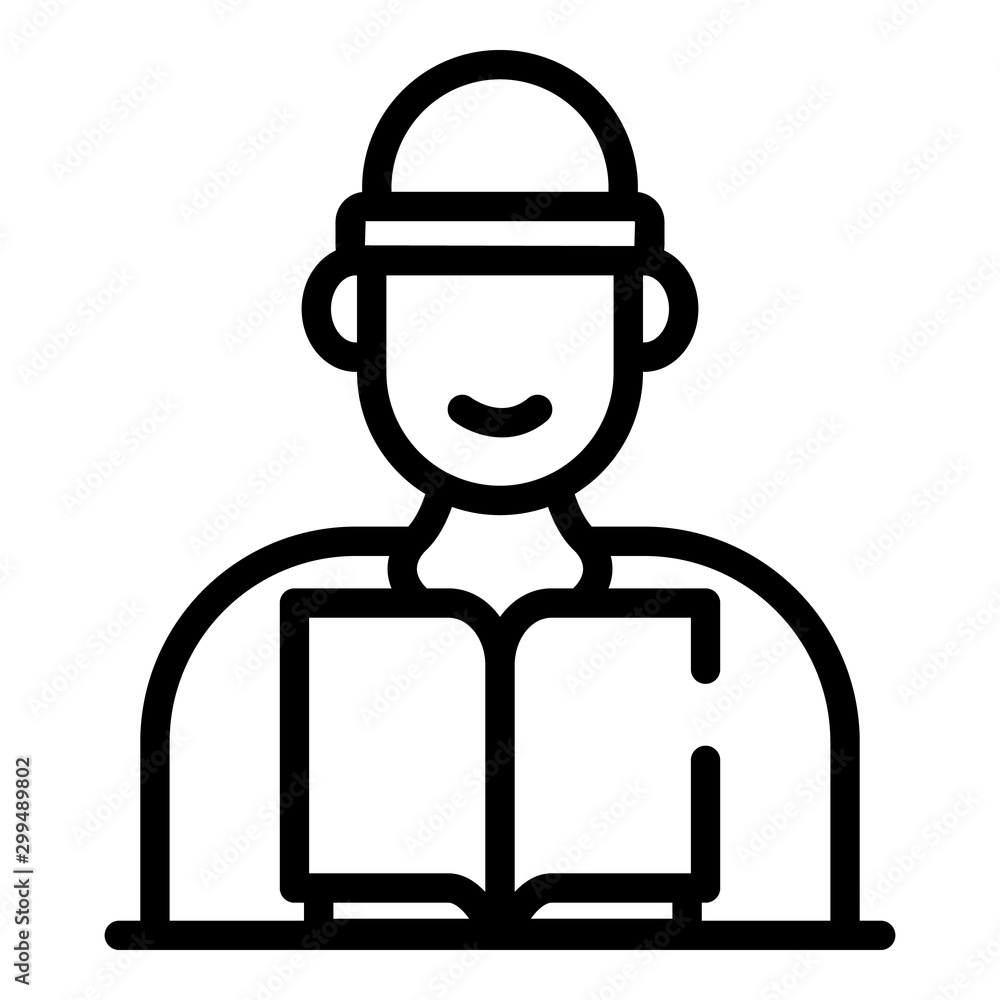Poster homeless man icon. outline homeless man vector icon for web design isolated on white background