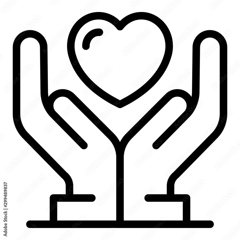 Aufkleber hands keep heart icon. outline hands keep heart vector icon for web design isolated on white backgro