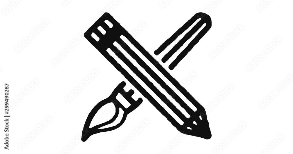Poster painting outline icon animation footage/video. hand drawn like symbol animated with motion graphic, 