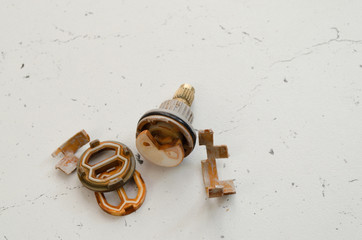 Broken faucet for bathroom shower faucet.