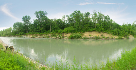 Muddy waters of a mountain river